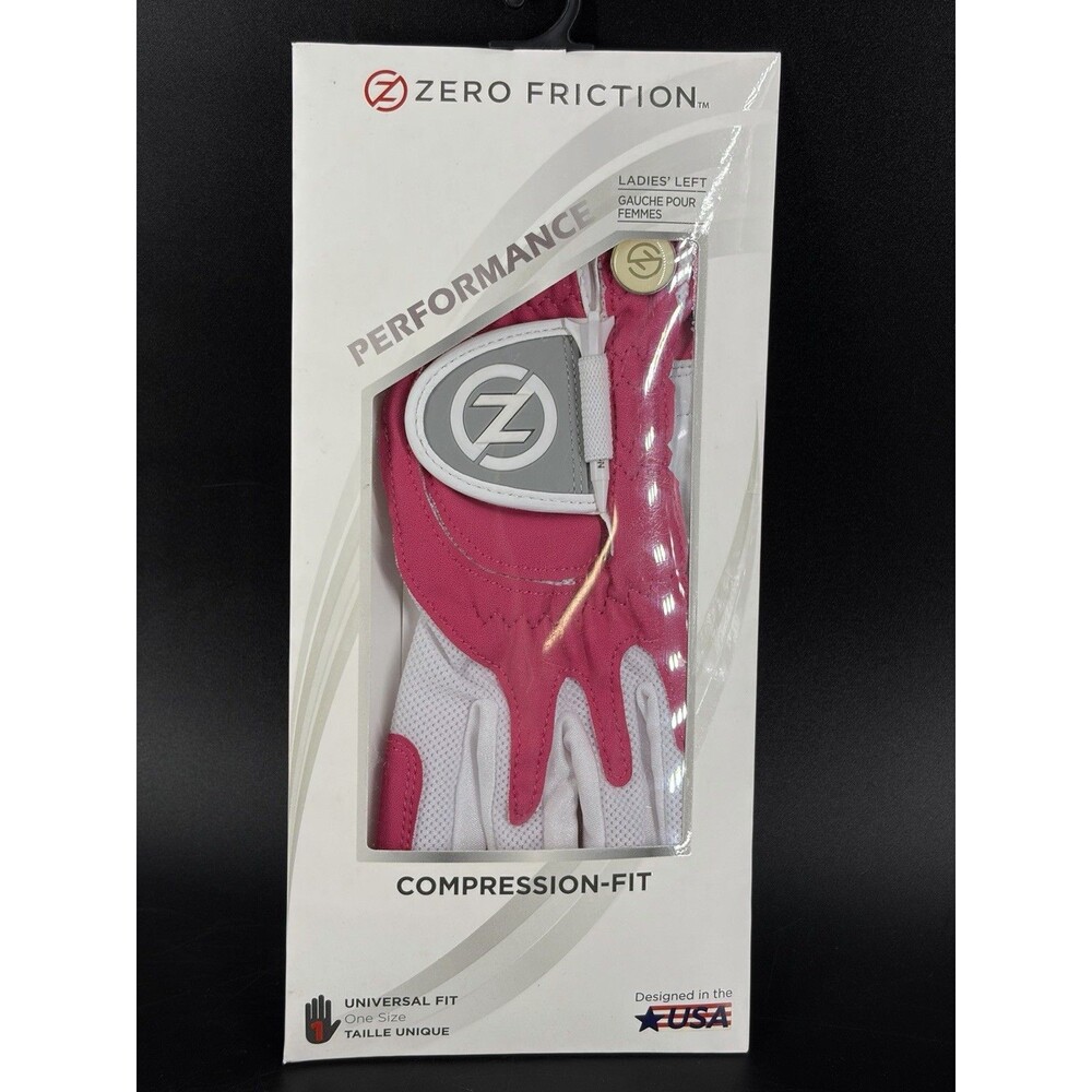Left Hand, Women's Zero Friction, Compression-Fit Techonology Golf Glove Pink